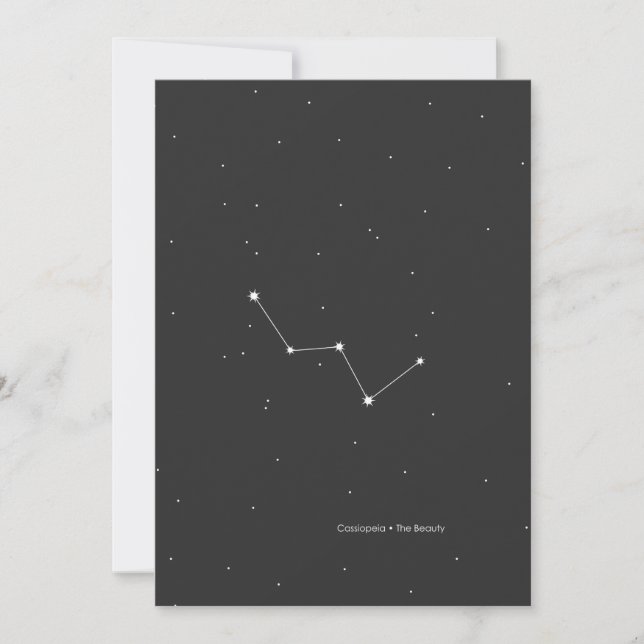 Tarjeta Festiva Cassiopeia, constelación "La belleza" (Anverso)
