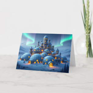 Tarjeta Festiva Castillo de Corazón de Invierno