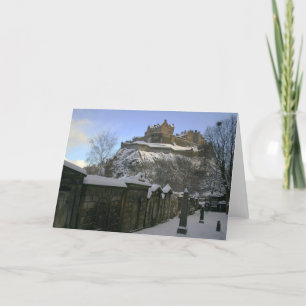 Tarjeta Festiva Castillo de Edimburgo en la nieve