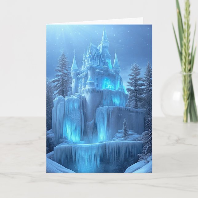 Tarjeta Festiva Castillo de hielo de sueños congelados (Anverso)