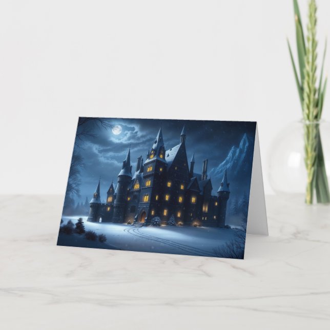 Tarjeta Festiva Castillo de la Noche Fría Hollow (Anverso)