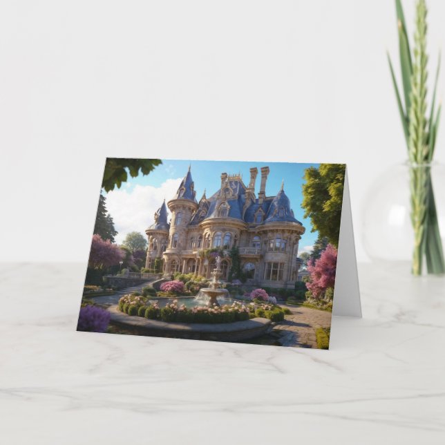 Tarjeta Festiva Castillo de Splendor Victoriano (Anverso)