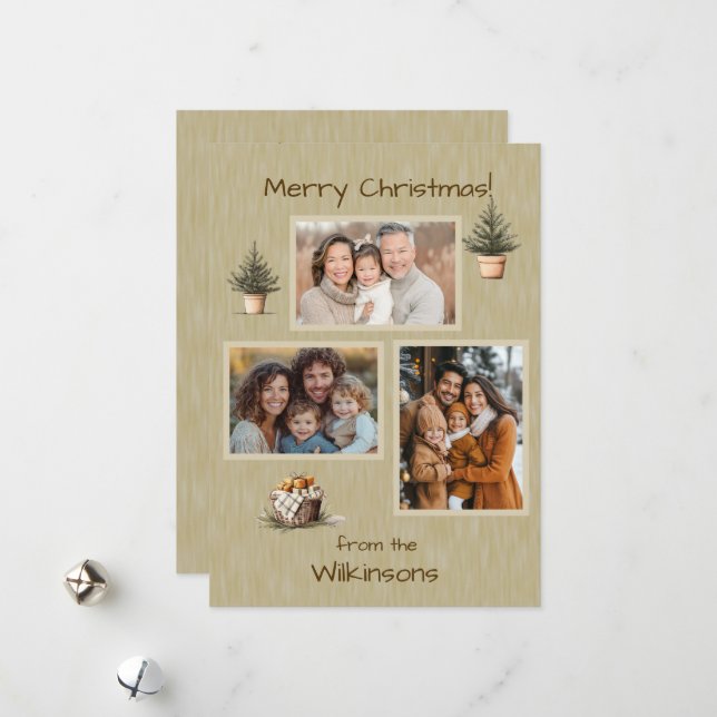 Tarjeta Festiva Casual Rustic Merry Christmas Photo (Anverso/Reverso In Situ)