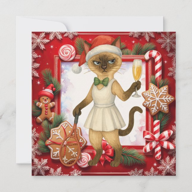 Tarjeta Festiva Cat Christmas greeting for cat lovers (Anverso)