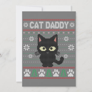 Tarjeta Festiva Cat Daddy Navidades feos suéter Pajama Kitty Cat