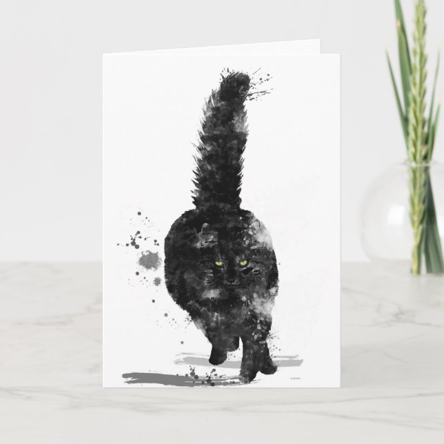 TARJETA FESTIVA CAT DE COON NEGRO DE MAINE - (Anverso)