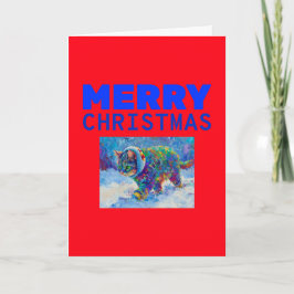 Tarjeta Festiva Cat in Snow Wearing Ear Muffs