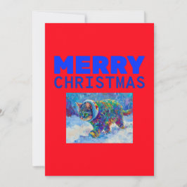 Tarjeta Festiva Cat in Snow Wearing Ear Muffs 