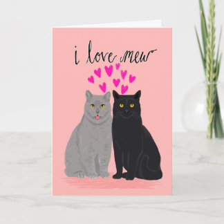 Tarjeta Festiva Cat Love Día de San Valentín - Amo a Mew dos gatos