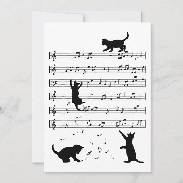 Tarjeta Festiva Cat Lover Gracioso Pianista Lover (Anverso)