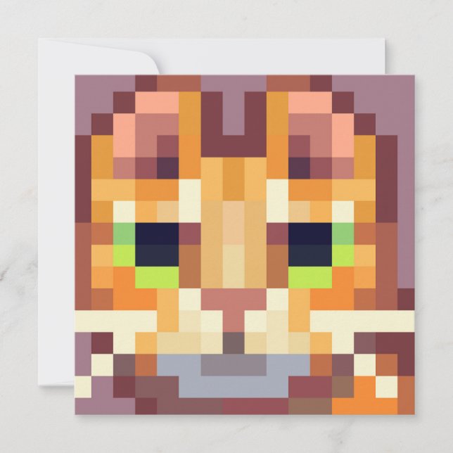 Tarjeta Festiva Cat pixelart, Pixel Art  (Anverso)