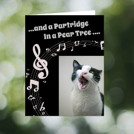 Tarjeta Festiva Cat SINGING Humor Song 2 Christmas Card