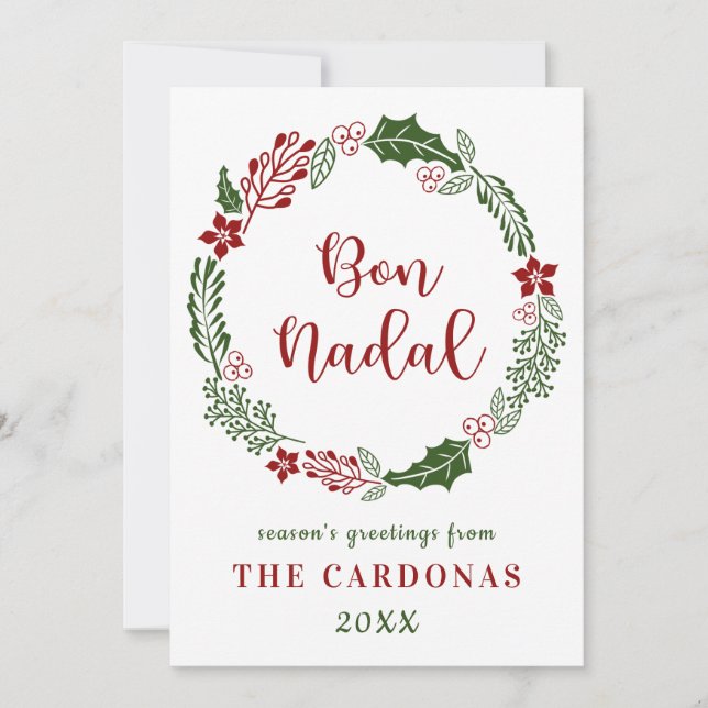 Tarjeta Festiva Catalán Feliz Navidad, Personalizado (Anverso)