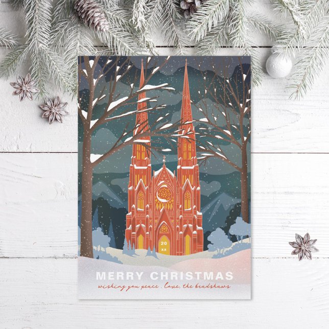 Tarjeta Festiva Catedral de Invierno Navidades ilustrados (Subido por el creador)