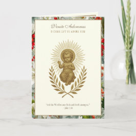 Tarjeta Festiva Catholic Christmas Baby Jesus Poinsettia