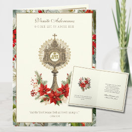 Tarjeta Festiva Catholic Christmas Eucharist Poinsettia Floral