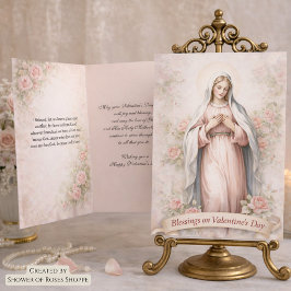 Tarjeta Festiva Catholic Mother Mary Pink Roses Valentine