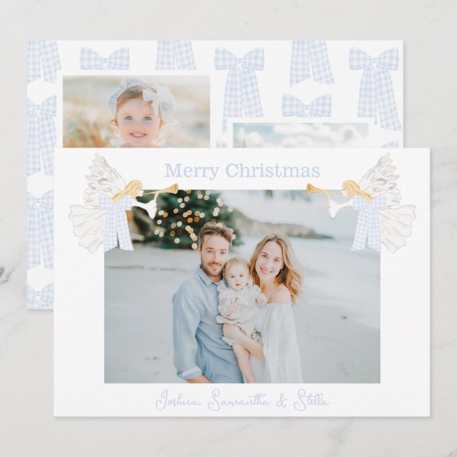 Tarjeta Festiva Catrinas de Trompeta Lazos de Gingham Elegantes  (Anverso / Reverso)