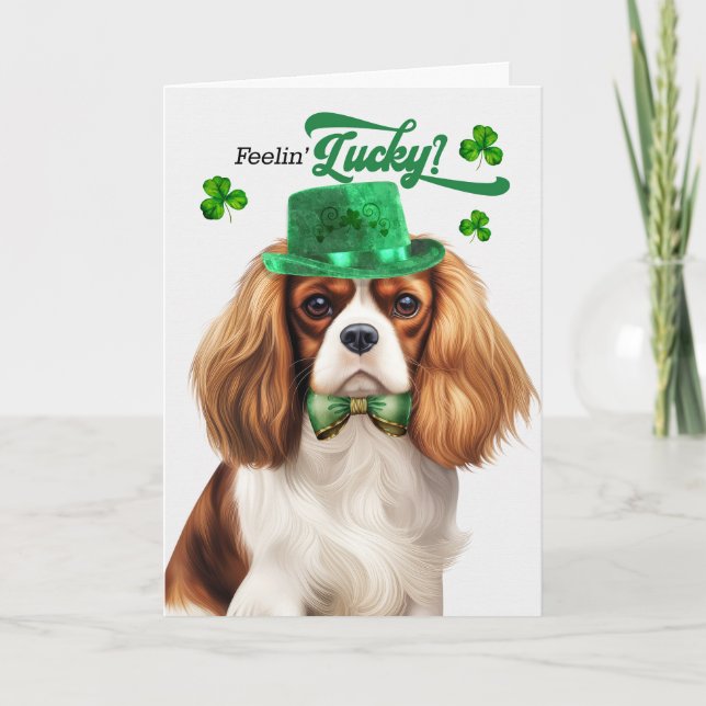 Tarjeta Festiva Cavalier King Charles Dog St Patrick's Day (Anverso)