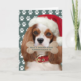 Tarjeta Festiva Cavalier King Charles Kisses Para Navidades