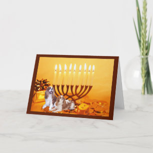 Tarjeta Festiva Cavalier King Charles Spaniel Chanukah Card Menora