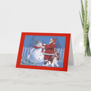 Tarjeta Festiva Cavalier King Charles Spaniel Navidades Snowman