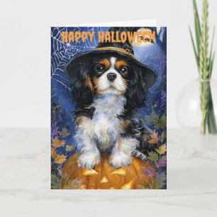 Tarjeta Festiva Cavalier King Charles Spaniel perro de Halloween