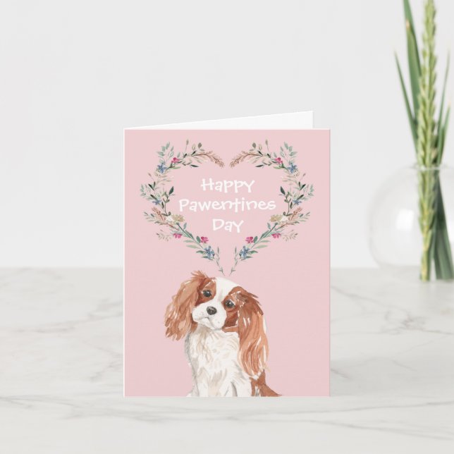 Tarjeta Festiva Cavalier King Charles Spaniel Perro San Valentín (Anverso)