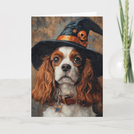 Tarjeta Festiva Cavalier Spaniel Halloween