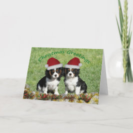 Tarjeta Festiva Cavaliers In Santa Hats