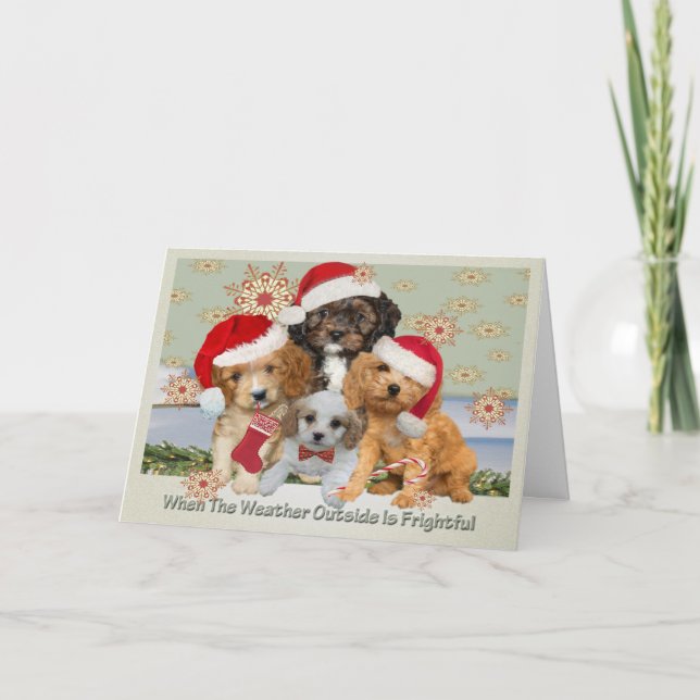 Tarjeta Festiva Cavapoo Cuando El Clima Exterior Es Una Carta Ater (Anverso)