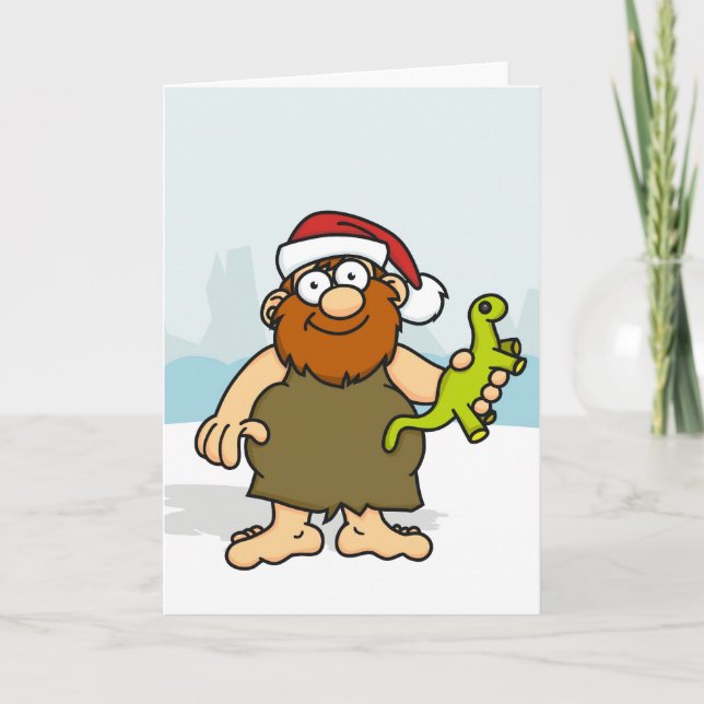 Tarjeta Festiva Caveman Santa Card (Anverso)