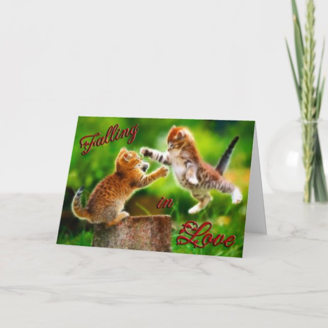 Tarjeta Festiva Cayendo en amor, el día de San Valentín (Anverso)