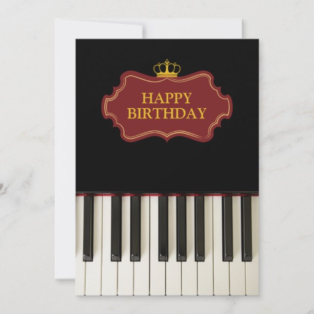 Tarjeta Festiva Cayos de piano de música Feliz cumpleaños (Anverso)