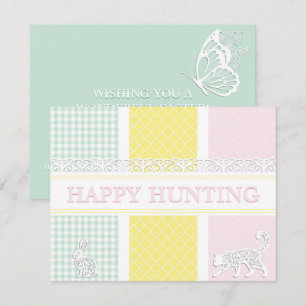 Tarjeta Festiva Caza de gatos Pascua Bunny Divertido Pastel Pascua
