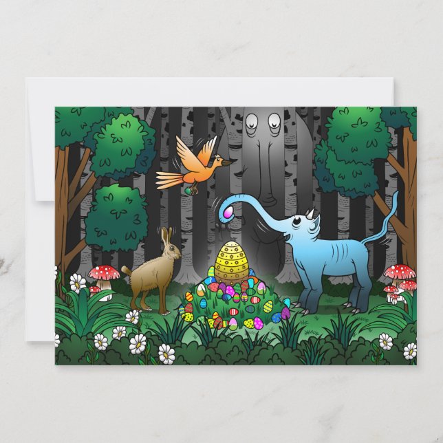 Tarjeta Festiva Caza de huevos de Pascua (Anverso)