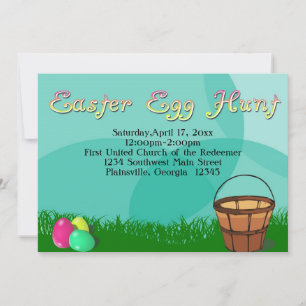 Tarjeta Festiva Caza de huevos de Pascua, 3 huevos con cesta