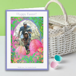 Tarjeta Festiva Caza de huevos de Pascua azules