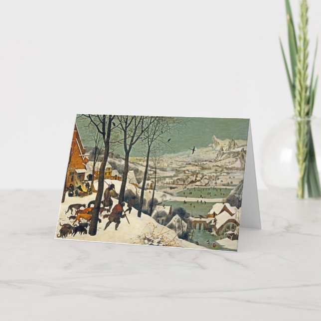 Tarjeta Festiva Cazadores en la nieve (Anverso)