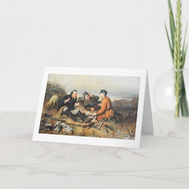 Tarjeta Festiva Cazadores tomándose un descanso (Anverso)