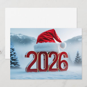 Tarjeta Festiva Celebra la llegada de 2026 con un invierno festivo