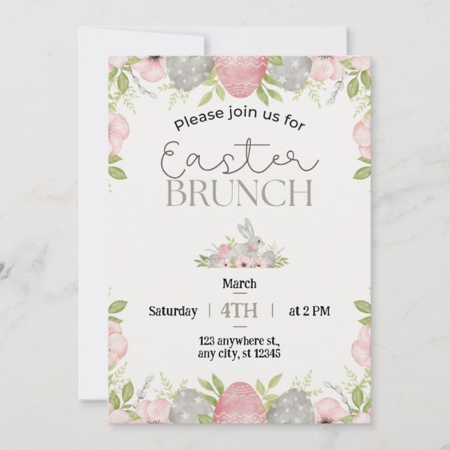 Tarjeta Festiva ¡Celebra la primavera con un delicioso brunch de P (Anverso)