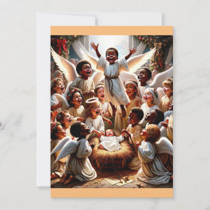 Tarjeta Festiva "Celebración celestial: Una escena de alegría impo