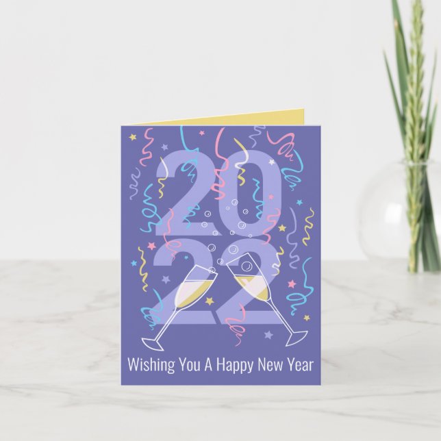 Tarjeta Festiva Celebración de 2022 Años nuevos vitorea azul gráfi (Anverso)