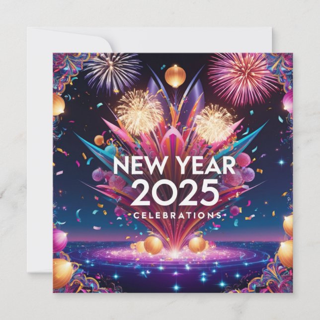 Tarjeta Festiva Celebración de Año Nuevo (Anverso)