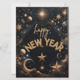Tarjeta Festiva Celebración de Año Nuevo Celestial