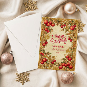 Tarjeta Festiva Celebración de Bayas de Invierno Antiguas