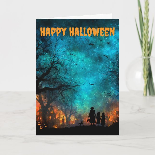 Tarjeta Festiva Celebración de Halloween (Anverso)