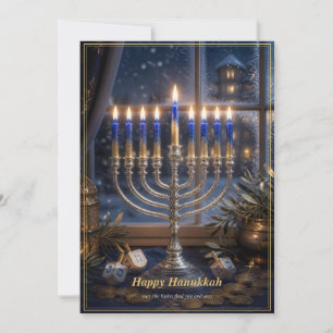 Tarjeta Festiva Celebración de Hanukkah con velas