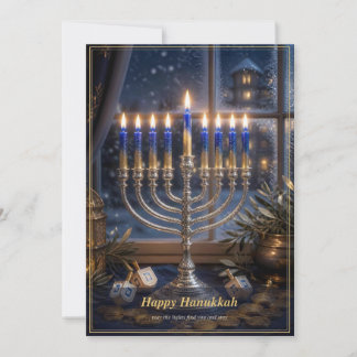 Tarjeta Festiva Celebración de Hanukkah con velas